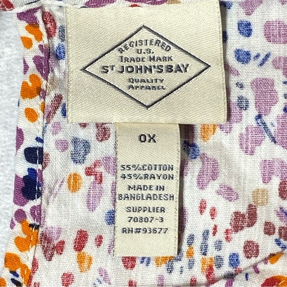 St. John’s Bay Blouse Women’s 0X Multicolor Abstract Keyhole Short Sleeve Top - Picture 11 of 14